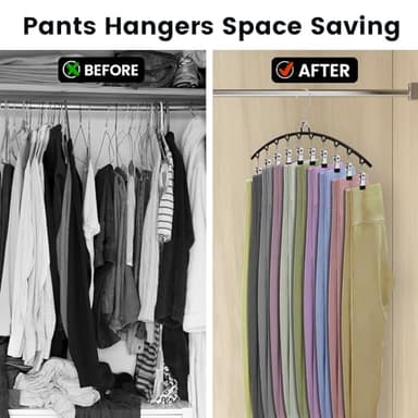 POZEAN 6 Pack Legging Organizer Hangers with Clips, Holds 60 Yoga Pants, Metal Sock Hangers, Space-Saving for Closet Organization and Storage - Image 5