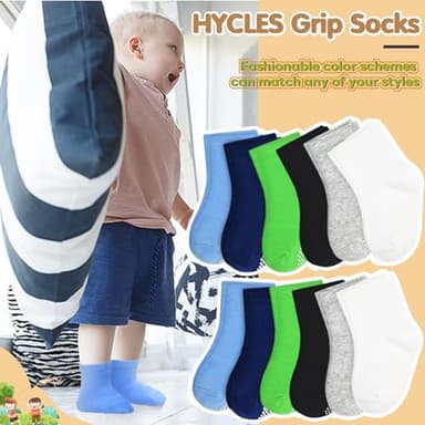 HYCLES Toddler Grip Socks, Non Slip Kid Socks Floor Skid Sock with Gripper for 0-1T Boy Girl 6-12 Months Baby - Image 5