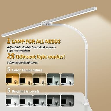 MACASA Double Head LED Desk Lamp with Timer of Remote Control 24W Brightest Computer Desk Light Office Lamp for Workbench Drafting Architect Study Reading Gaming with Anti-Glare Cover - Image 3