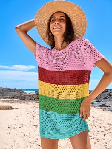 ANRABESS Swimsuit Cover Up for Women 2025 Crochet Bathing Suit Swimwear Mesh Knit Beach Dress Summer Vacation Outfit Clothes X-Large - Image 3