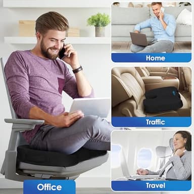 TushGuard Seat Cushion for Office Chair Memory Foam Non-Slip Desk Seat Cushion Back, Coccyx, Sciatica, Tailbone Pain Relief Butt Pillow for Office Chair, Car, Wheelchair, Black - Image 7