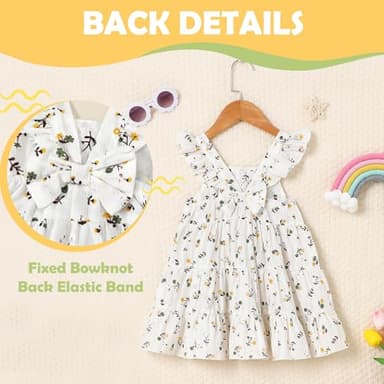 DeeFant Toddler Girl Dress 3-4T Girls Dress Summer Toddler Beach Dresses Fly Sleeveless Casual Floral Toddler Sundress - Image 8
