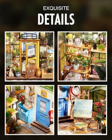 Rolife DIY Miniature Greenhouse Kit, Tiny/Mini House Making Kit with Furniture for Adults, Furniture, Halloween/Christmas Decorations, Gifts for Family and Friends (Cathy's Greenhouse) - Image 8