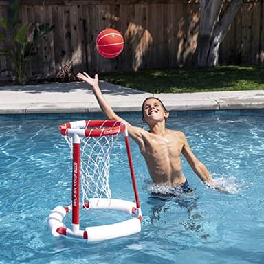 GoSports Splash Hoop 360 Floating Pool Basketball Game - Includes Hoop, 2 Balls and Pump - Red - Image 3