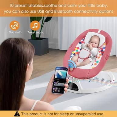 Soobaby Baby Swing for Infants,Electric Bouncer for Babies,Portable Swing for Baby Boy Girl,Remote Control Indoor Baby Rocker with 5 Sway Speeds,Music and Bluetooth,Pink - Image 5