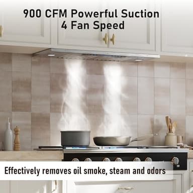 IKTCH 30 inch Built-in/Insert Range Hood 900 CFM, Ducted/Ductless Convertible Duct, Stainless Steel Kitchen Vent Hood with 4 Speed Gesture Sensing&Touch Control Panel(IKB01-30) - Image 2