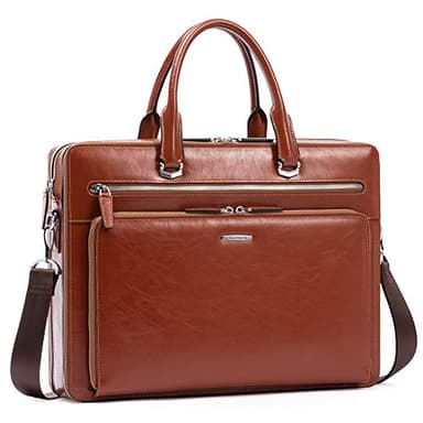 BOSTANTEN Briefcases for Men Messenger Bag Genuine Leather Laptop Bag 15.6 inch Office Work Tote for Buisness Travel - Image 1