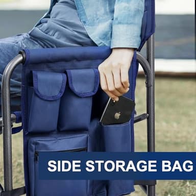 Yestomo Directors Chair, Camping Chairs for Adults, Heavy Duty Side Table, Lawn Chairs with Side Pockets Carry Straps - Image 4