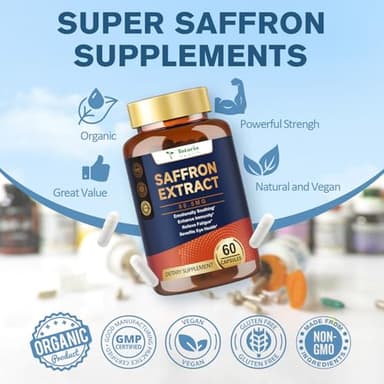 Organic Happy Saffron Supplements - 100% Organic Saffron Extract 88.5mg per Serving with Crocins, Safranal & Safromotivines for Better Mood, Energy, Eyes, Immunity, Blood, Men & Women, 60 Vegan Caps - Image 7