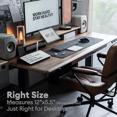 Aroundesk Glass Desktop Whiteboard with Storage 12"x6.5", Glass Whiteboard Desk Dry Erase Board w. 2 Markers,1 Eraser Monitor Mono Board, Office Desk Accessories, Work from Home Essentials - Image 9