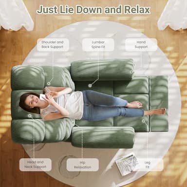 Welzona Updated Power Recliner Chair, Adjustable Electric Recliner Chairs for Adults, Ultra-Comfy Corduroy Recliner Chair for Small Space, Tool-Free Assembly, 2 Side Pockets and USB Port, Green - Image 7