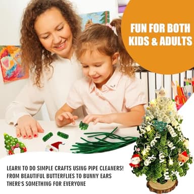 AHAMETON 300pcs Christmas Pipe Cleaners for Christmas DIY, Green/Red/White 3 Colors Chenille Stems, Bulk Pipe Cleaners Set for DIY Art Craft Supplies, Creative Xmas Home Decorations (7mm x12 inch) - Image 7