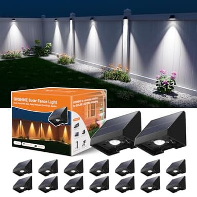16 Pack Bright Sun Power Fence Lights Outdoor Waterproof with Cool White LED Spot, for Exterior Door, Deck, Step, Yard, Railing, Porch, Pool Cage, Modern Designed for Enhanced Security, Easy Mounting - Image 1