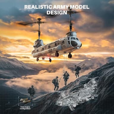 SYMA Remote Control Helicopter, S52H Military Transport RC Helicopters with Altitude Hold, One Key take Off/Landing, LED Light, Low Battery Reminder, Army Toys for Kids and Military Fans - Image 3