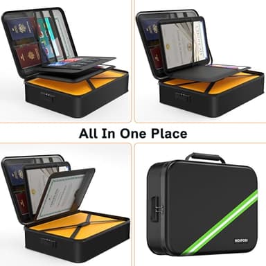 Noiposi Document Organizer with 5200℉ Heat Insulated,Waterproof and Fireproof Document Box with Lock, Home Travel Strong Fireproof Safe Storage Box for Letter Size Important Documents and File - Image 3