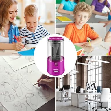 AFMAT PS91 Electric Pencil Sharpener for Colored Pencils, Auto Stop, Fast Sharpen in 3s, Large Hole Pencil Sharpener Plug in for 6-12mm No.2/Jumbo Pencils - Purple - Image 7