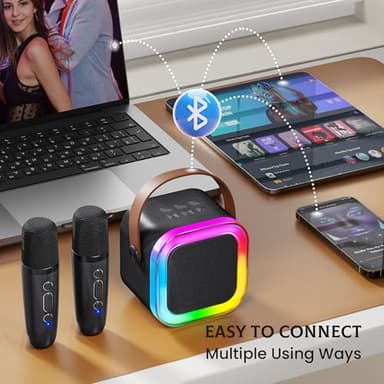 IROO Mini Karaoke Machine for Kids, 2025 TOP Toys Birthday Gifts Ideas for Girls Ages 4, 5, 6, 7, 8, 9, 10, 12+ Years Old, Portable MP3 Player with 2 Wireless Mics for Party - Image 4