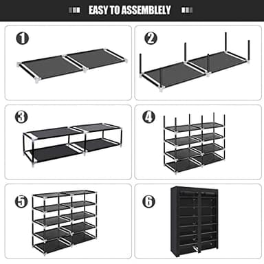 ERONE Shoe Rack Storage Organize, 28 Pairs Portable Double Row with Nonwoven Fabric Cover Shoe Shelf Cabinet for Closet - Image 5