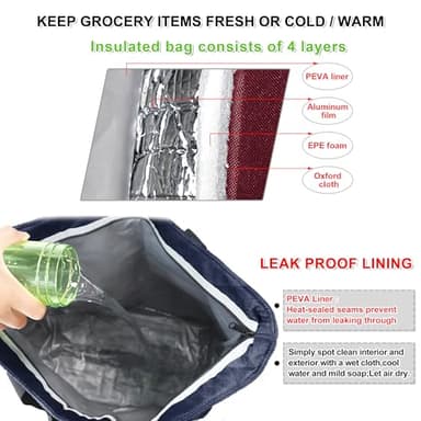 BeeGreen Cooler Bag Soft Insulated Tote for Beach Travel Grocery Shopping Lunch Portable Large Ice Coolers with Handle Hard Freezer Bags with Zippered Top Foldable Leakproof Delivery Totes Moss - Image 3
