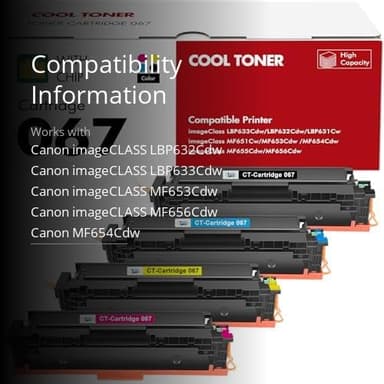 067 Toner Cartridge Set 067H MF654Cdw MF656Cdw Compatible Replacement for Canon Color ImageCLASS LBP632Cdw MF654Cdw MF653Cdw LBP633Cdw Printer 4 Pack High Yield Ink (Black Cyan Yellow Magenta) - Image 3