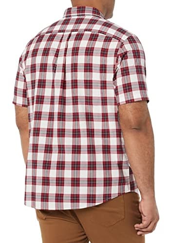 Amazon Essentials Short Sleeve Shirt for Men, Available in Big & Tall, Red White Plaid, 3X-Large - Image 2