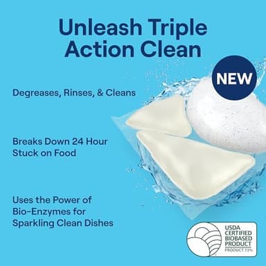 Seventh Generation Triple Action Clean Automatic Dishwasher Detergent Packs with Bio-Enzyme Power, Free & Clear, Fights 48-hour Stuck-on Food, 54 count - Image 4