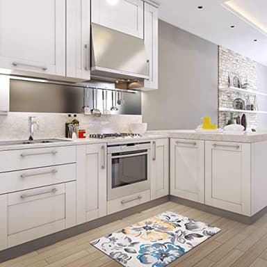 Rugshop Modern Floral Anti Fatigue Standing Mat 18" x 30" Cream - Image 8