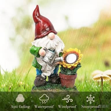 TERESA'S COLLECTIONS Sunflower Garden Gnomes Decorations for Yard with Solar Lights, Cute Resin Garden Sculptures & Statues for Outdoor Patio Lawn Ornaments,Ideal Gifts for Mom Women and Man, 11.4" - Image 6