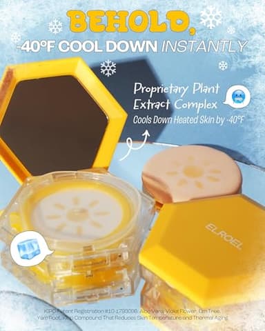 ELROEL Pang Pang Sun Cushion Plus - Korean Hypoallergenic & Lightweight Sunscreen with Puff Sponge - Broad Spectrum SPF50+ PA++++ (0.53 oz) - Image 6