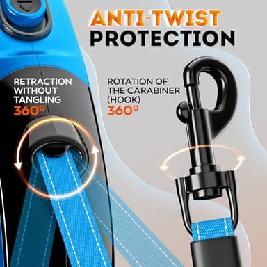 New 2025 Retractable Dog Leash 16,4 ft'-Heavy Duty Retractable Pet Leash with Anti-Slip Soft Grip-Reflective Dog Leashes with Anti-Twist Protection for Small Medium Dogs up to 50 lbs (Blue) - Image 3