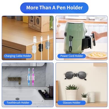 Biottro Adhesive Pen Pencil Holder for Desk Wall, 12PCS Marker Holder for Whiteboard Silicone Pen Holder for Clipboard Office Essentials Teacher Supplies (12PCS Black) - Image 7