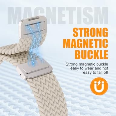 Magnetic Braided Stretchy Loop - Compatible with Apple Watch Band 42mm 46mm 40mm 41mm 44mm 45mm 38mm Ultra/2 49mm Women Men,Elastic Woven Fabric Nylon Strap for iWatch Ultra Series 10 9 8 7 6 5 4 3 SE - Image 2