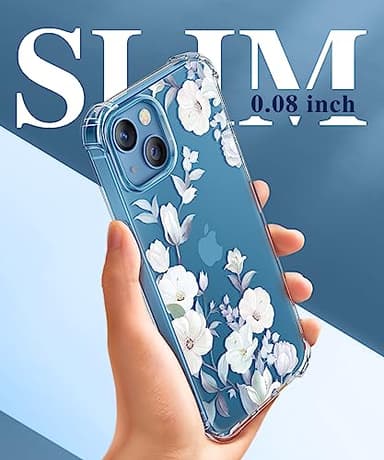 GVIEWIN Designed for iPhone 13 Case 6.1 Inch, with Tempered Glass Screen Protector + Camera Lens Protector Clear Flower Soft & Flexible Shockproof Floral Women Phone Cover (Hibiscus) - Image 6