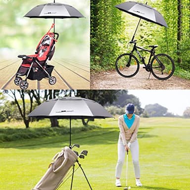 G4Free 68 Inch UV Protection Golf Umbrella Auto Open Vented Double Canopy Oversize Extra Large Windproof Sun Rain Umbrellas (Silver/Black) - Image 8