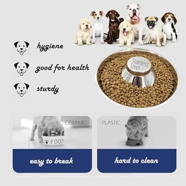 Puppy Dog Bowl, Stainless Steel Multiple Puppies Feeder, Dogs Basic Food and Water Bowls Weaning Dish for Small, Medium and Large Dogs Pets - Image 5