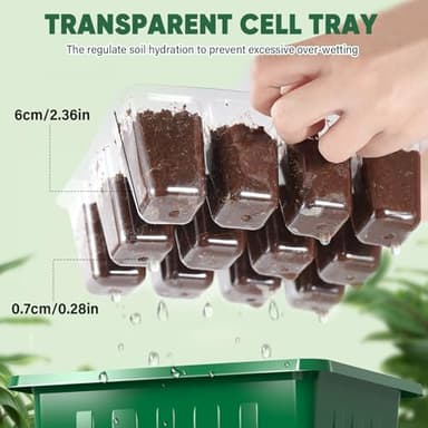 AONYIYI Seed Starter Tray with Grow Light,5 Pack 60 Cells Timed Light Plant Starter Set,Adjustable Brightness Plant Germination Trays,Reusable Plastic Germination Trays - Image 4