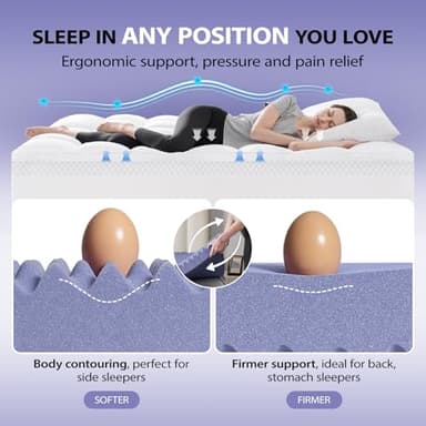 downluxe 4 Inch King Memory Foam Mattress Topper Pro Dual Layer 2 Inch Cooling Gel Egg Crate Memory Foam Plus 2 Inch Pillow Top Medium Firm with Deep Pocket - Image 2