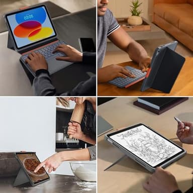 Case with Keyboard for iPad 10th Generation & 11th (A16, 2025): Bluetooth Wireless Detachable Magnetic Stand Rechargeable Keyboard with Folio Slim Compact Removable Cover with Trackpad, White Backlit - Image 6