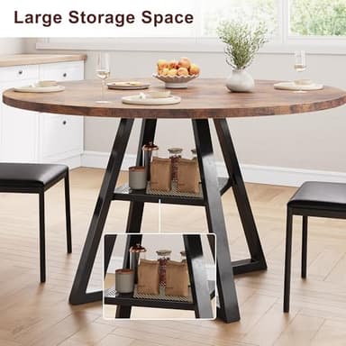 Jocoevol Round Dining Table for 4,Kitchen Dining Room Circle Dinner Pedestal Table,Space Saving Wood Kitchen & Dining Room Furniture (Vintage, 42In) - Image 6