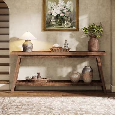 Tribesigns 70.86-Inch Console Table for Entyrway, Farmhouse 2-Tier Entry Entrance Table, Narrow Long Sofa Table Behind Couch, Rustic Brown - Image 4