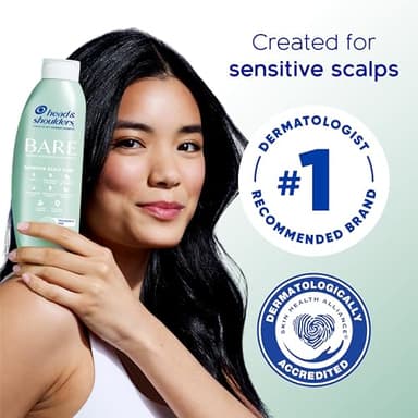 Head & Shoulders BARE Dandruff Shampoo Twin Pack, Fragrance-Free, Sensitive Scalp Care, Sulfate-Free, Silicone-Free, Dye-Free, Eco-Friendly Bottles, Safe for All Hair Types, 13.5 Fl Oz Each (Set of 2) - Image 3