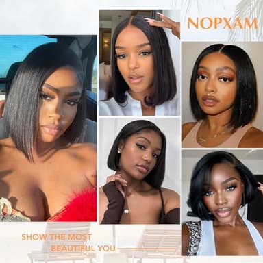 Bob Wig Human Hair 12 Inch 13x4 Lace Front Wigs Human Hair Pre Plucked 180% Density Short Straight Bob Wig Natural Color Glueless Bob Wigs for Black Women - Image 3