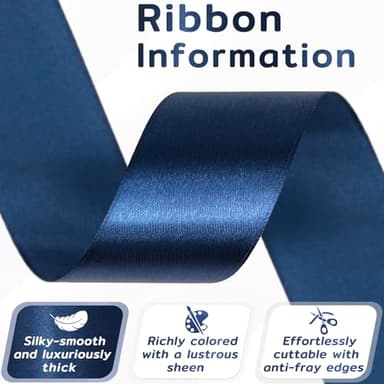 Apeseek 60 Yards Navy Blue Ribbon 1-1/2 Inch, Solid Dark Blue Satin Ribbon for Gift Wrapping, Crafts, Flower Bouquet, Wedding, Baby Shower, Festival, Christmas, Halloween - Image 3