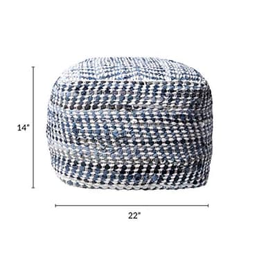 nuLOOM Seville Handmade Denim Textured Filled Ottoman Pouf - Image 2