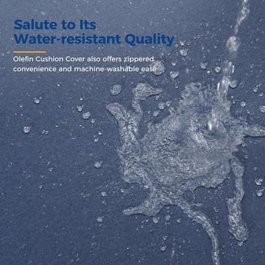 Wisteria Lane Aluminum Outdoor Patio Furniture Set, 7 Seats Modern Patio Conversation Sets, Outdoor Sectional Metal Sofa with 5 Inch Cushion and Coffee Table for Garden, Black Frame and Blue Cushion - Image 4