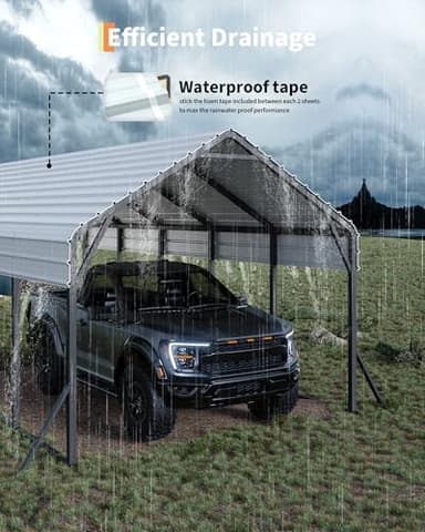 GarveeLife 13'x26'x11' Oversized Metal Carport, Steel Heavy Duty Car Ports for All-Weather, Tall Carport for Full-Size Pickup Trucks, Boats, and Tractors, N.W. 780 Lbs - Image 3