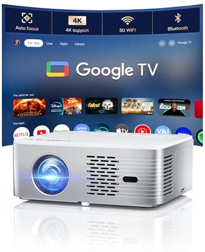 4K Support Android TV 10.0 Projector 5G WiFi Bluetooth Native 1080P, CIBEST Full-Sealed Optical Engine Home Movie FHD Projector with Netflix/Prime Video Built-in, 8000+ Apps, Autofocus, Stereo Sound - Image 1