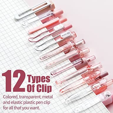 Four Candies Rose Series Gel Pens, Cute Writing Pens with Black & Pink Ink, 0.5 mm Smooth Fine Point, Back to School Office Supplies Girly Stationery Aesthetic Desk Accessories for Women, Set of 12 - Image 5