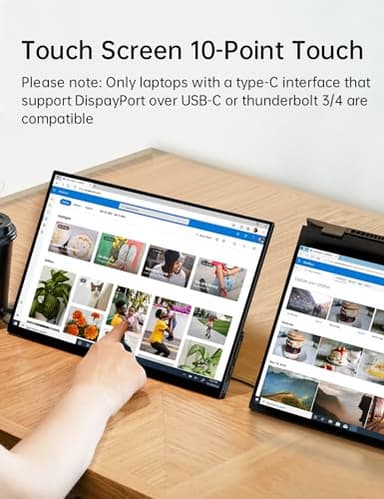 15.6'' Portable Monitor Touchscreen, FHD IPS Touch Screen with Tempered Glass, Travel Monitor with Kickstand & Speaker, HDMI USB C External Monitors for Laptop Phone Computer Xbox Switch - Image 2