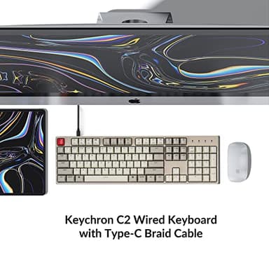 Keychron C2 Full Size Wired Mechanical Keyboard Compatible with Mac, Keychron Brown Switch, 104 Keys ABS Retro Color Keycaps Gaming Keyboard for Windows, USB-C Type-C Braid Cable - Image 3